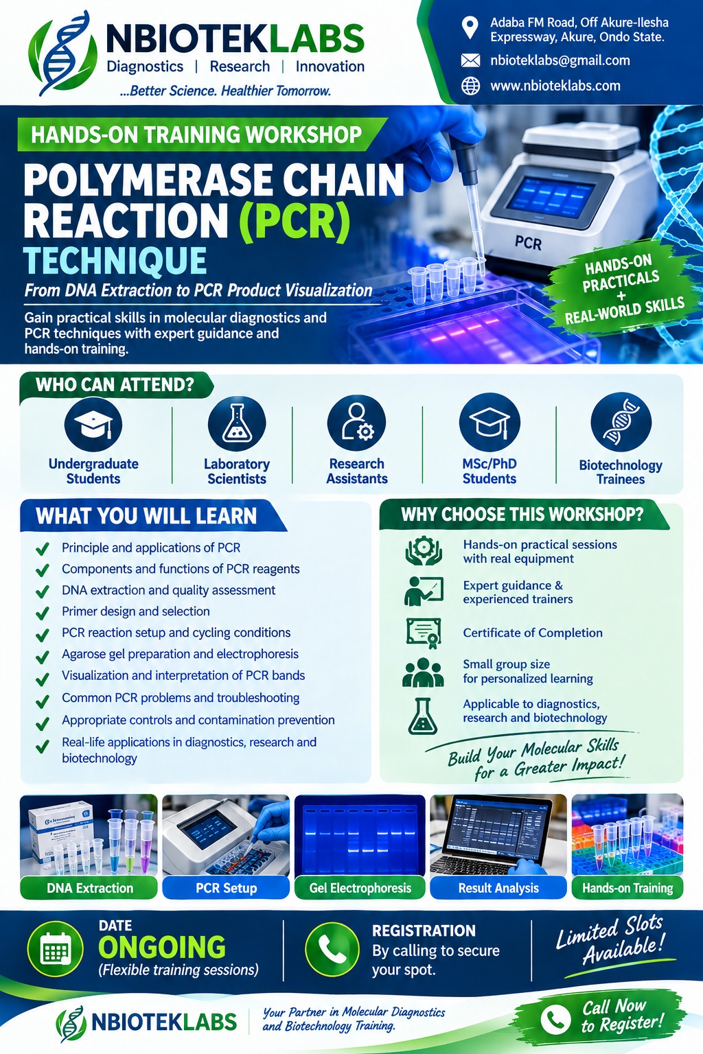 Hands-On PCR Technique Workshop flyer